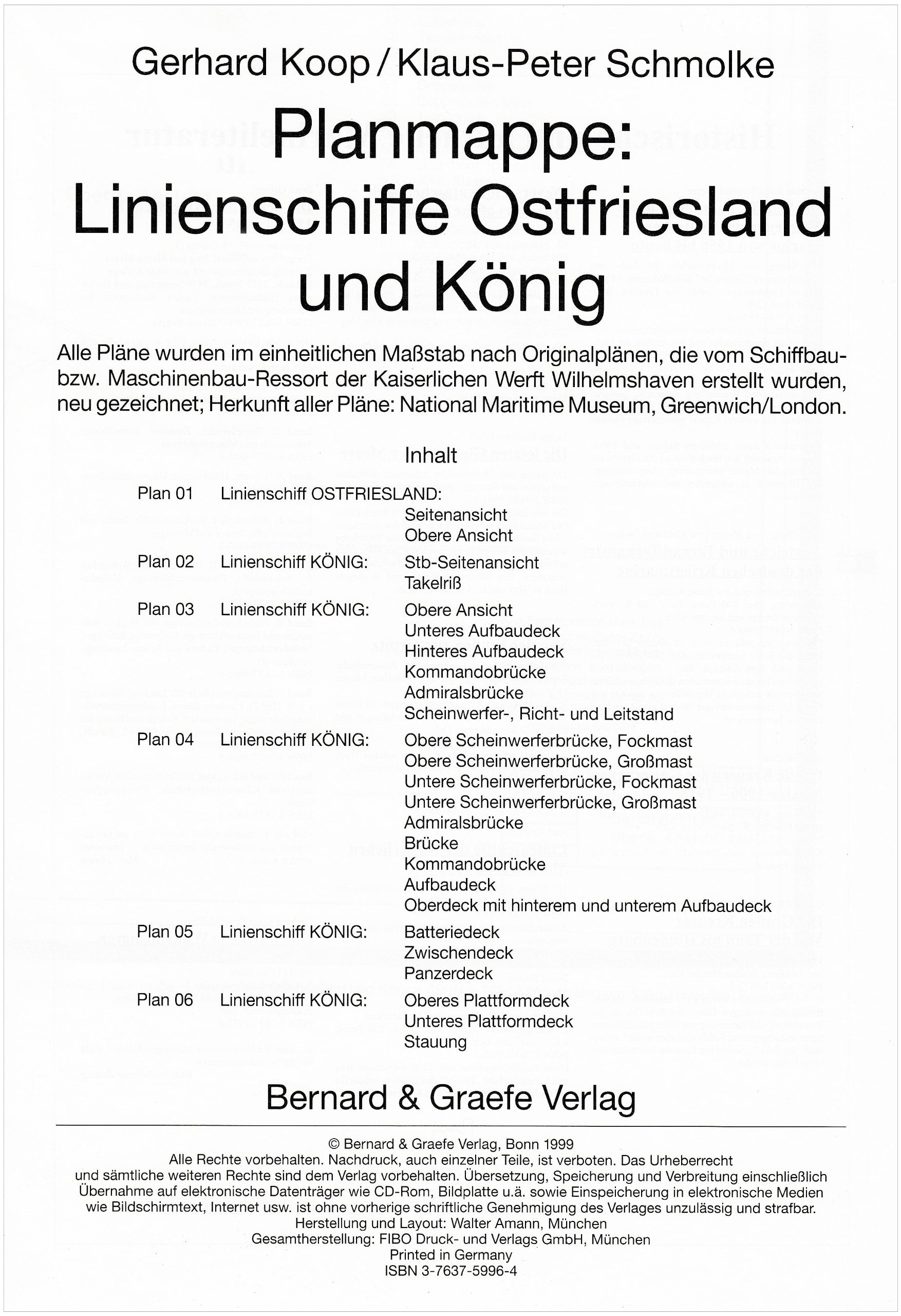 Planmappe: Linienschiffe Ostfriesland und König Leisure, Home & Garden
