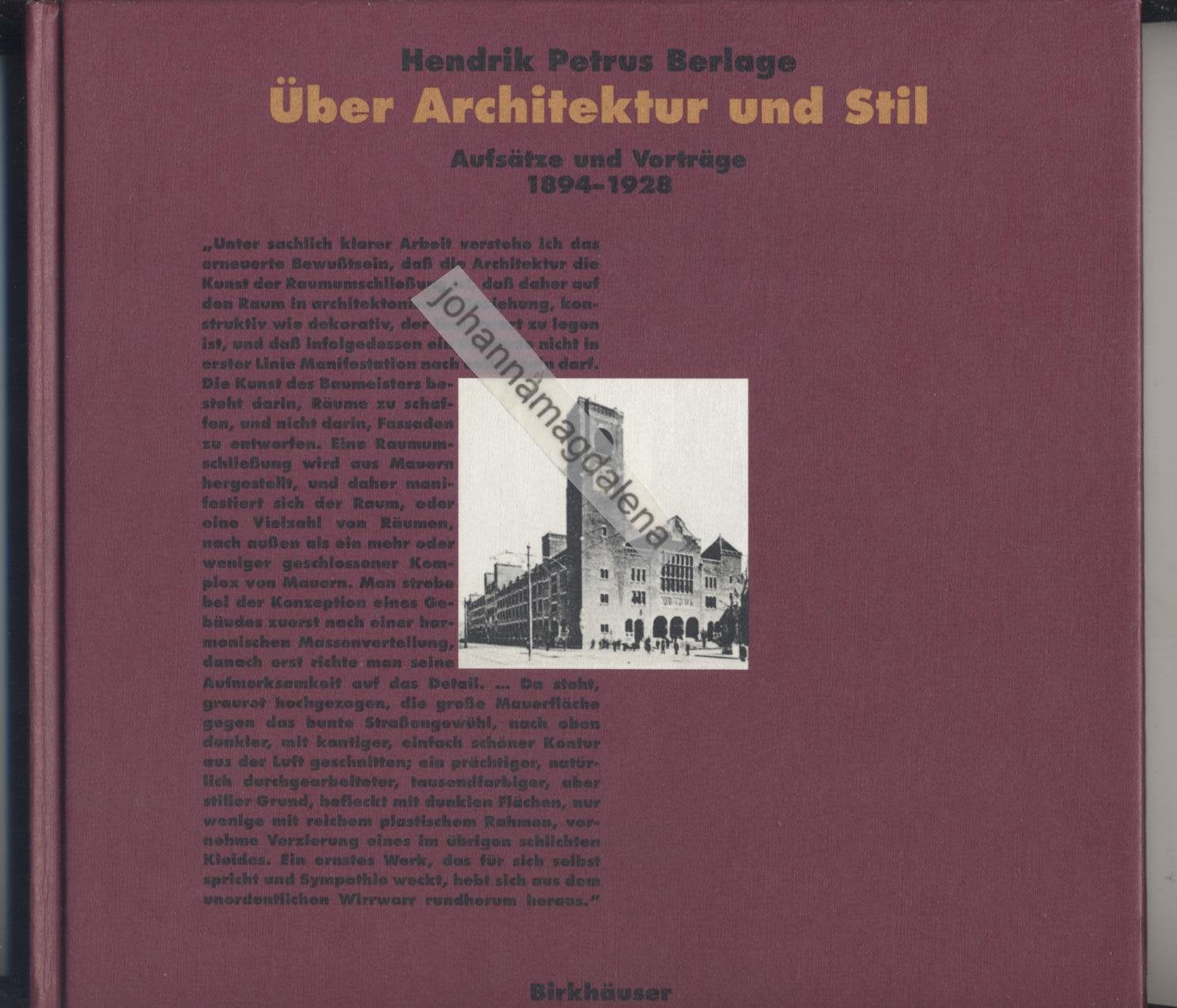 H.P. Berlage: SCHRIFTEN ZUR ARCHITEKtur Architecture