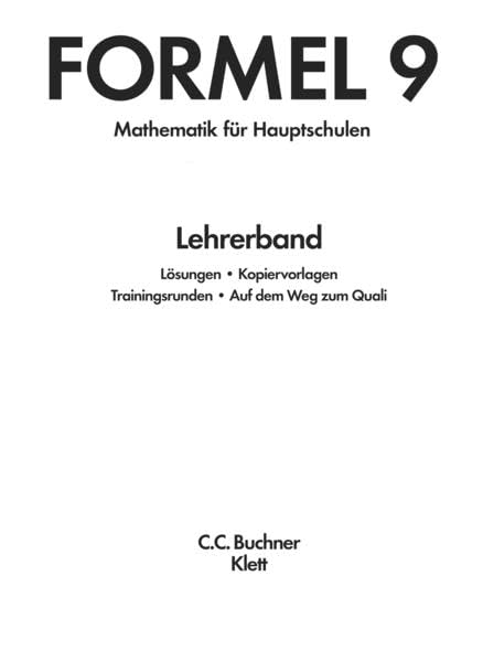 Formel / Formel LB 9 – alt: Mathematik für Hauptschulen (Formel: Mathematik für Hauptschulen) Learning & Reference