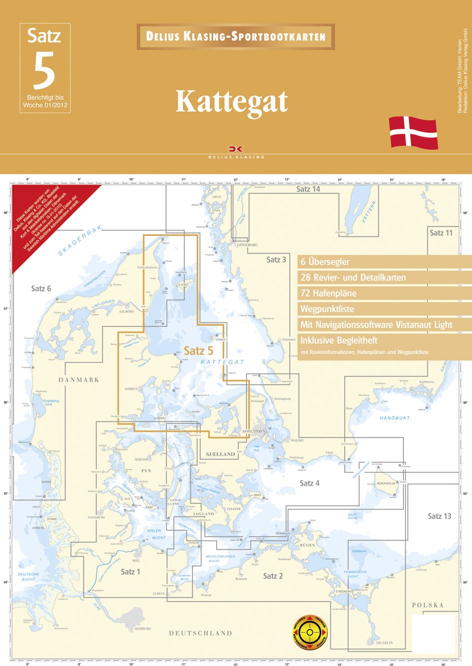 Satz 5: Kattegat (Ausgabe 2012): 6 Übersegler, 28 Revier- und Detailkarten, 72 Hafenpläne, Wegpunktliste Maps & Plans