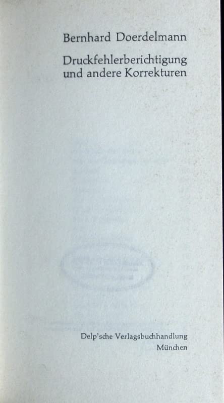 Druckfehlerberichtigung und andere Korrekturen. Books