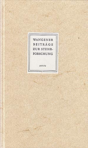 Wangener Beiträge zur Stehr-Forschung: Jahresschrift des Hermann-Stehr-Archivs Wangen im Allgäu für 1977/78 (Silesia) Books