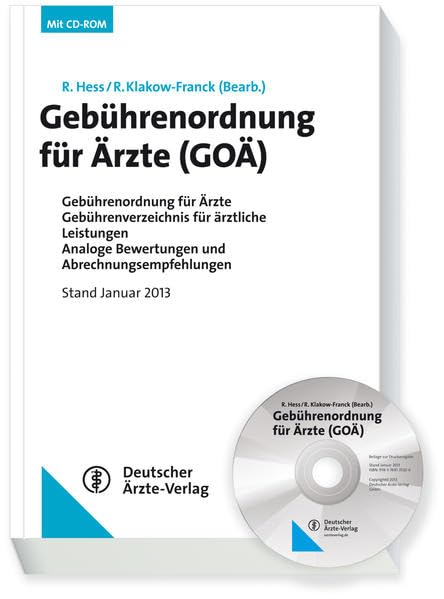 Gebührenordnung für Ärzte (GOÄ): Gebührenordnung für Ärzte Gebührenverzeichnis für ärztliche Leistungen Analoge Bewertungen und ... Bewertungen und Abrechnungsempfehlungen Medicine