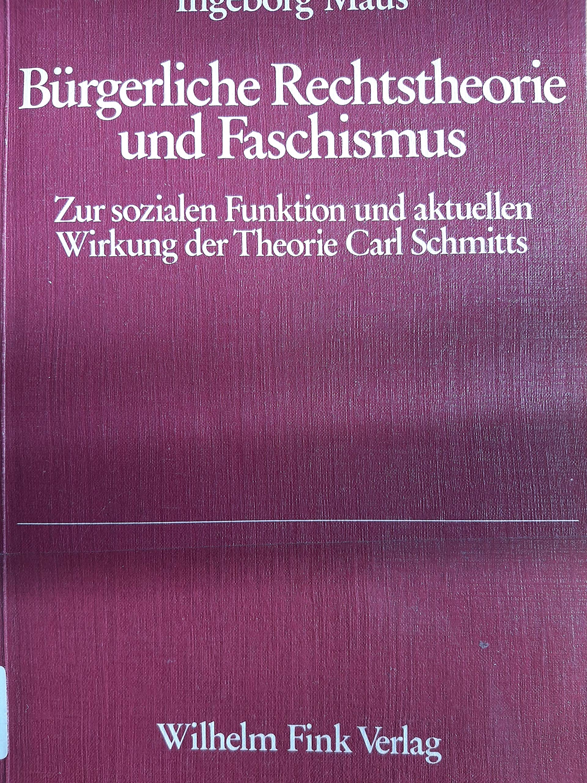 Bürgerliche Rechtstheorie und Faschismus: Zur sozialen Funktion und aktuellen Wirkung der Theorie Carl Schmitts Law