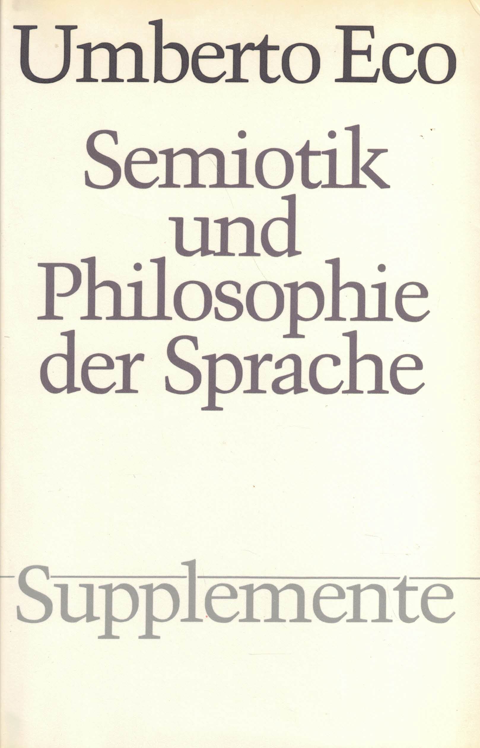 Supplemente, Band 4: Semiotik und Philosophie der Sprache Philosophy
