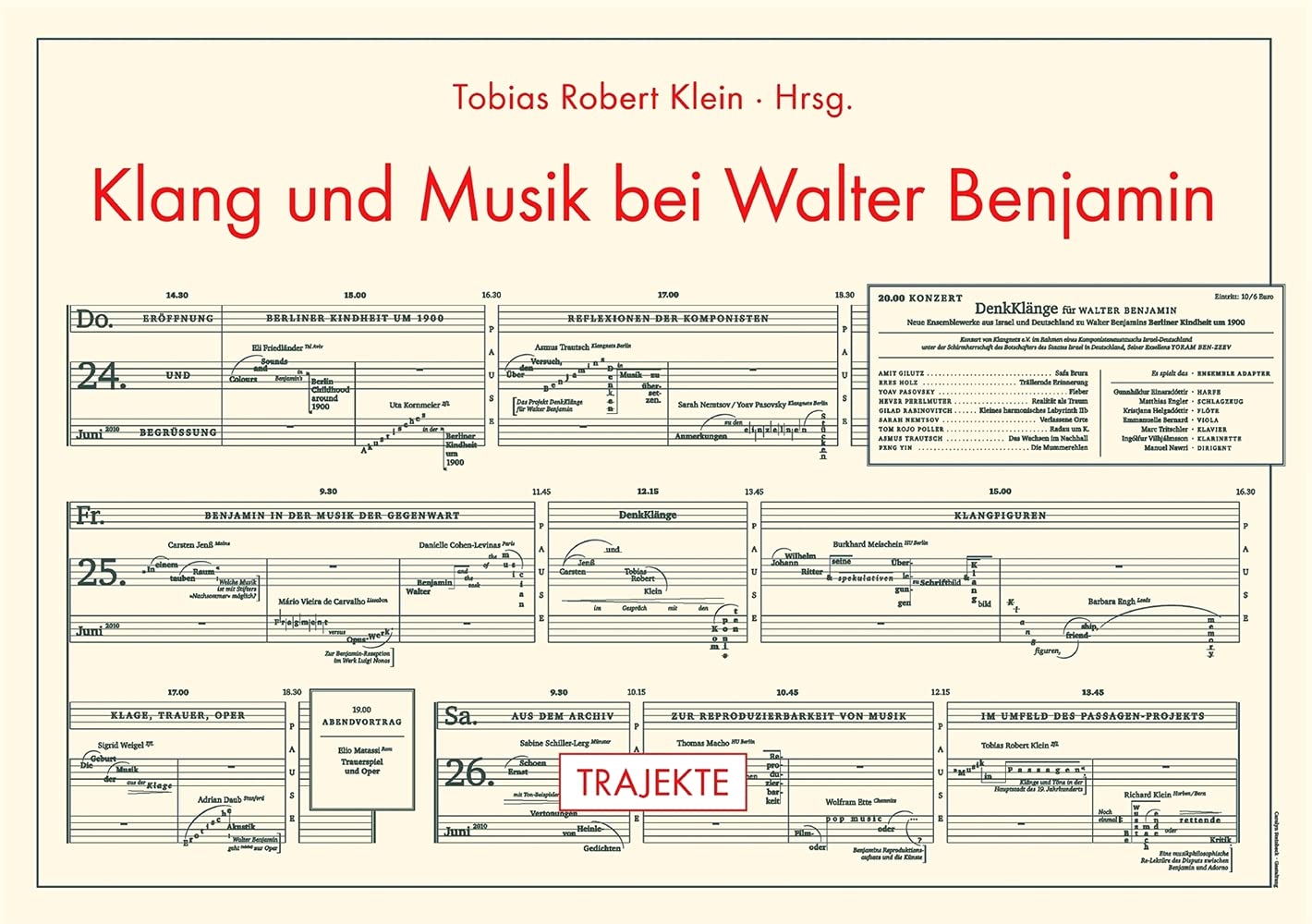 Klang und Musik bei Walter Benjamin: Auf den CDs: "DenkKlänge für Walter Benjamin" vom Ensemble Adapter unter Leitung von Manuel Nawri (Trajekte) Philosophy