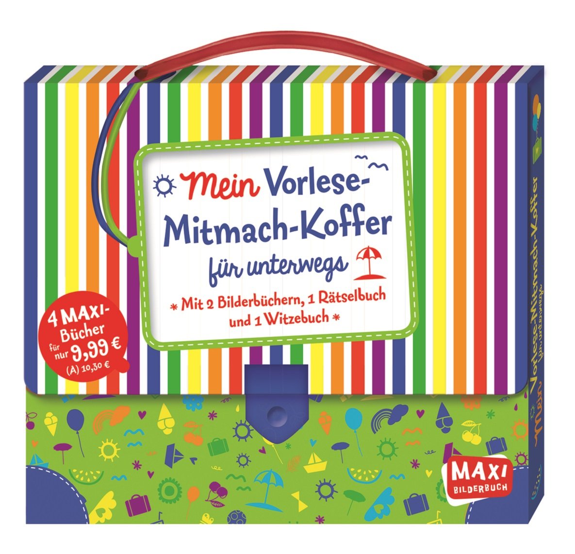 Mein Vorlese-Mitmach-Koffer für unterwegs: Mit 2 Bilderbüchern, 1 Rätselbuch und 1 Witzebuch (MAXI Bilderbuch) Novels & Short Stories