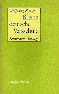 Kleine deutsche Versschule von Wolfgang Kayser Book Film, Art & Culture