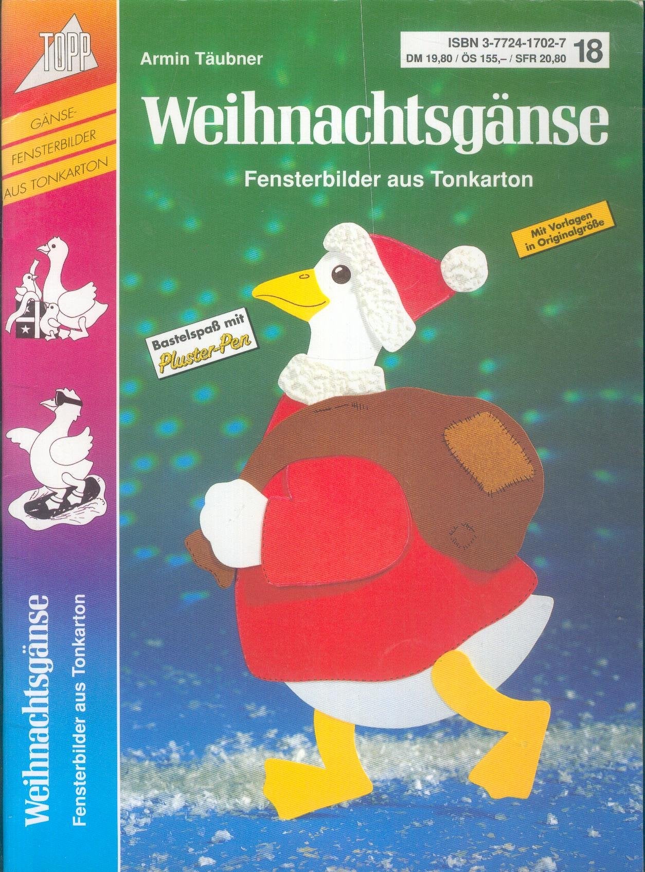 Weihnachtsgänse. Fensterbilder aus Tonkarton. Bastelspaß mit Pluster- Pen. Leisure, Home & Garden