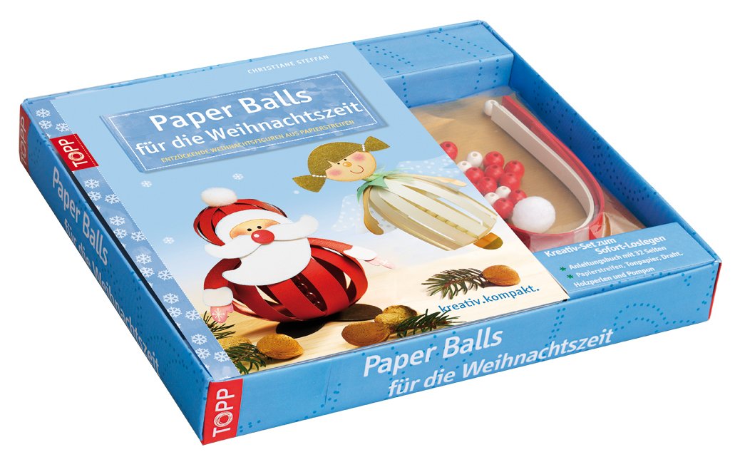 Kreativ-Set: Paper Balls für die Weihnachtszeit: Buch mit Papierstreifen, Ton- und Transparentpapier, Draht, Perlen und Pompon (Buch plus Material) Hobbies & Crafts