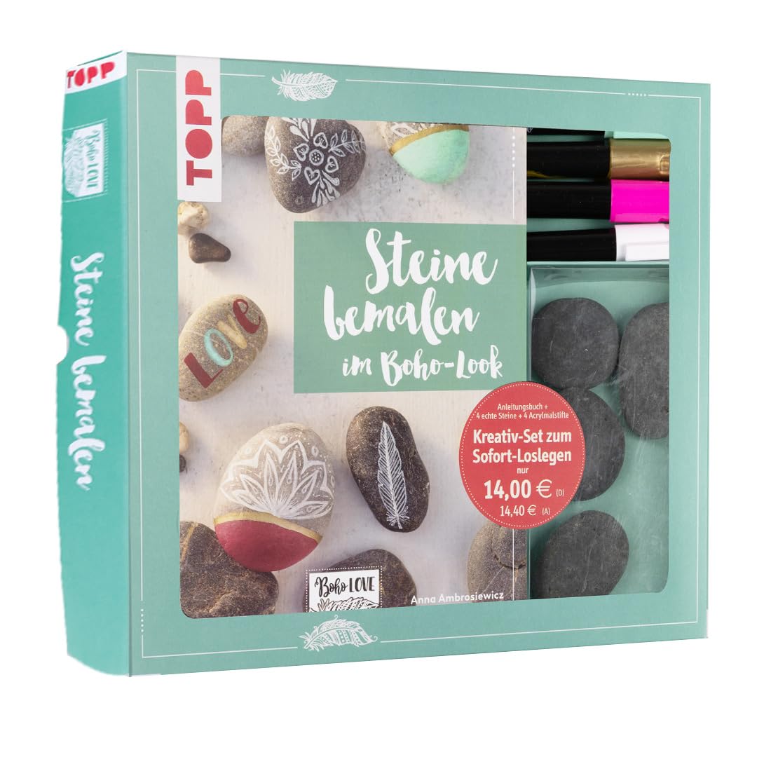 Kreativ-Set Steine bemalen im Boho-Stil Hobbies & Crafts