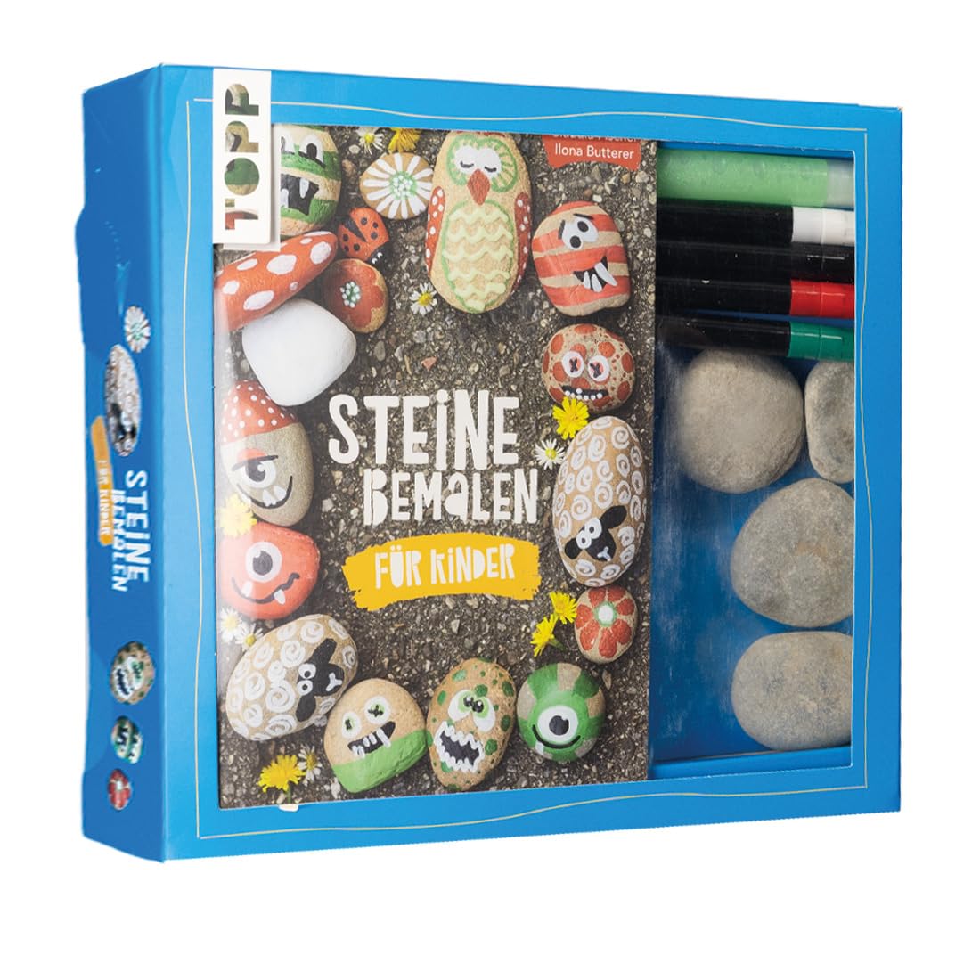 Kreativ-Set Steine bemalen für Kinder (Buch + Material): Buch mit Anleitungen und Material für 4 bemalte Steine. Mit Nachtleuchtfarbe Leisure, Home & Garden
