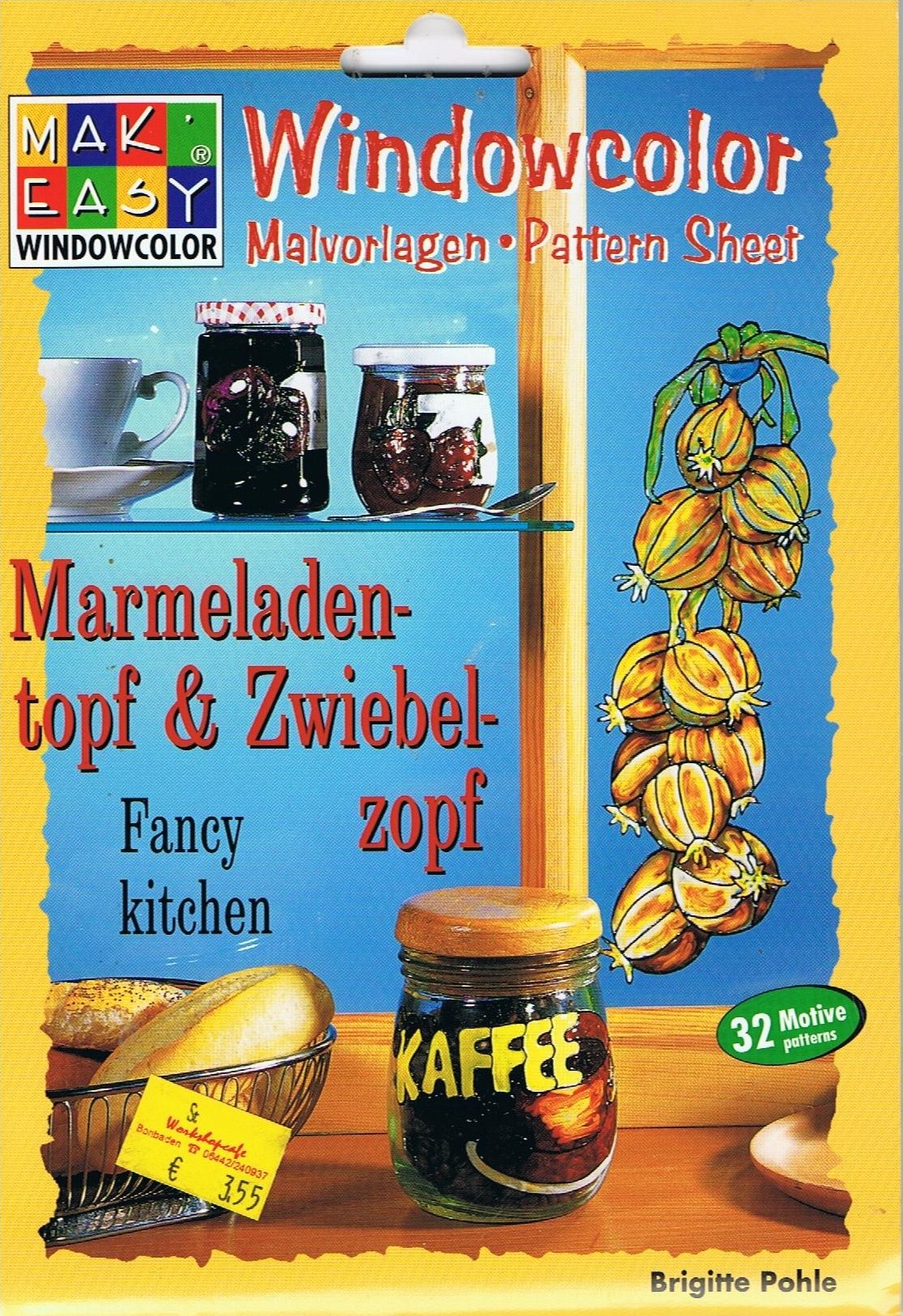 Windowcolor. Marmeladentopf und Zwiebelzopf. Fancy kitchen. Malvorlagen. Pattern Sheet Leisure, Home & Garden