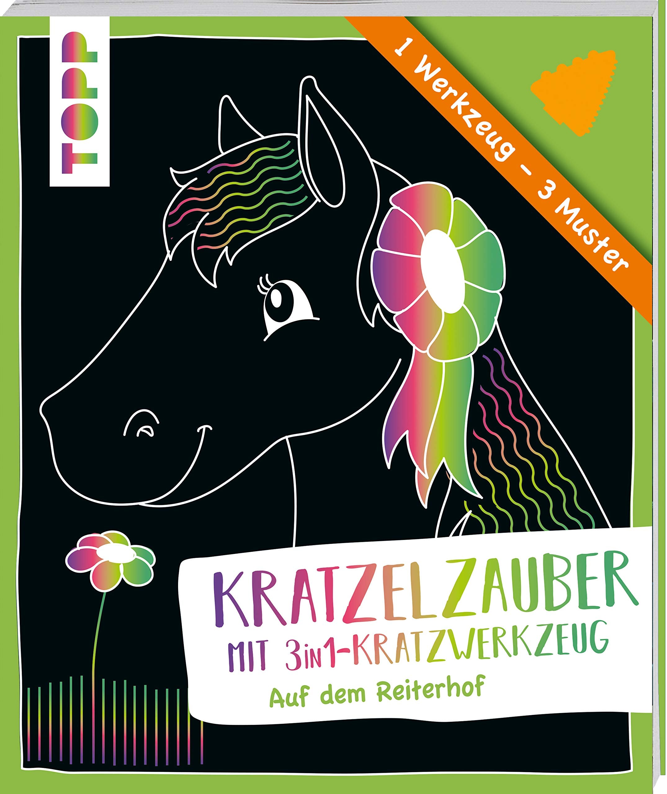 Kratzelzauber mit Kratzwerkzeug Auf dem Reiterhof: Kratzelmotive mit großen Flächen und Kratzwerkzeug für 3 verschiedene Muster Tiptoi & Games
