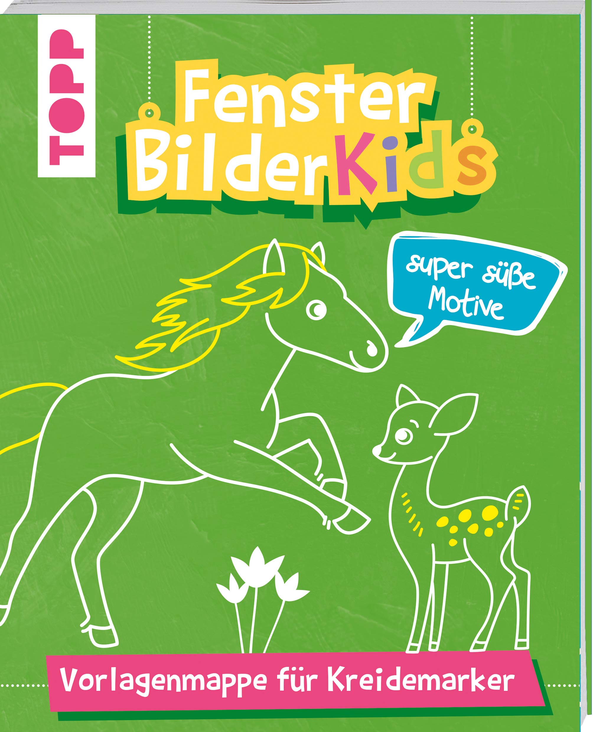 Fensterbilder Kids Super süße Motive: Vorlagenmappe für Kreidemarker mit 10 bunten Vorlagenbogen in Originalgröße. Alle Vorlagen auch zum Download Leisure, Home & Garden
