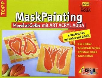 MaskPainting, Malset: KonturColor mit Art Acryl Aqua. Komplett-Set mit extra viel Inhalt. Für 6 Bilder. Leuchtende Farben. Effektvoll malen. Ganz einfach Hobbies & Crafts