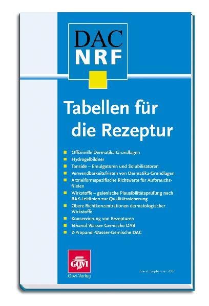 Tabellen für die Rezeptur Medicine