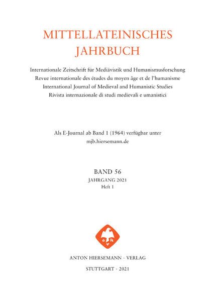 Mittellateinisches Jahrbuch. Internationale Zeitschrift für Mediävistik und Humanismusforschung: Band 57 (2022), Heft 2 Books