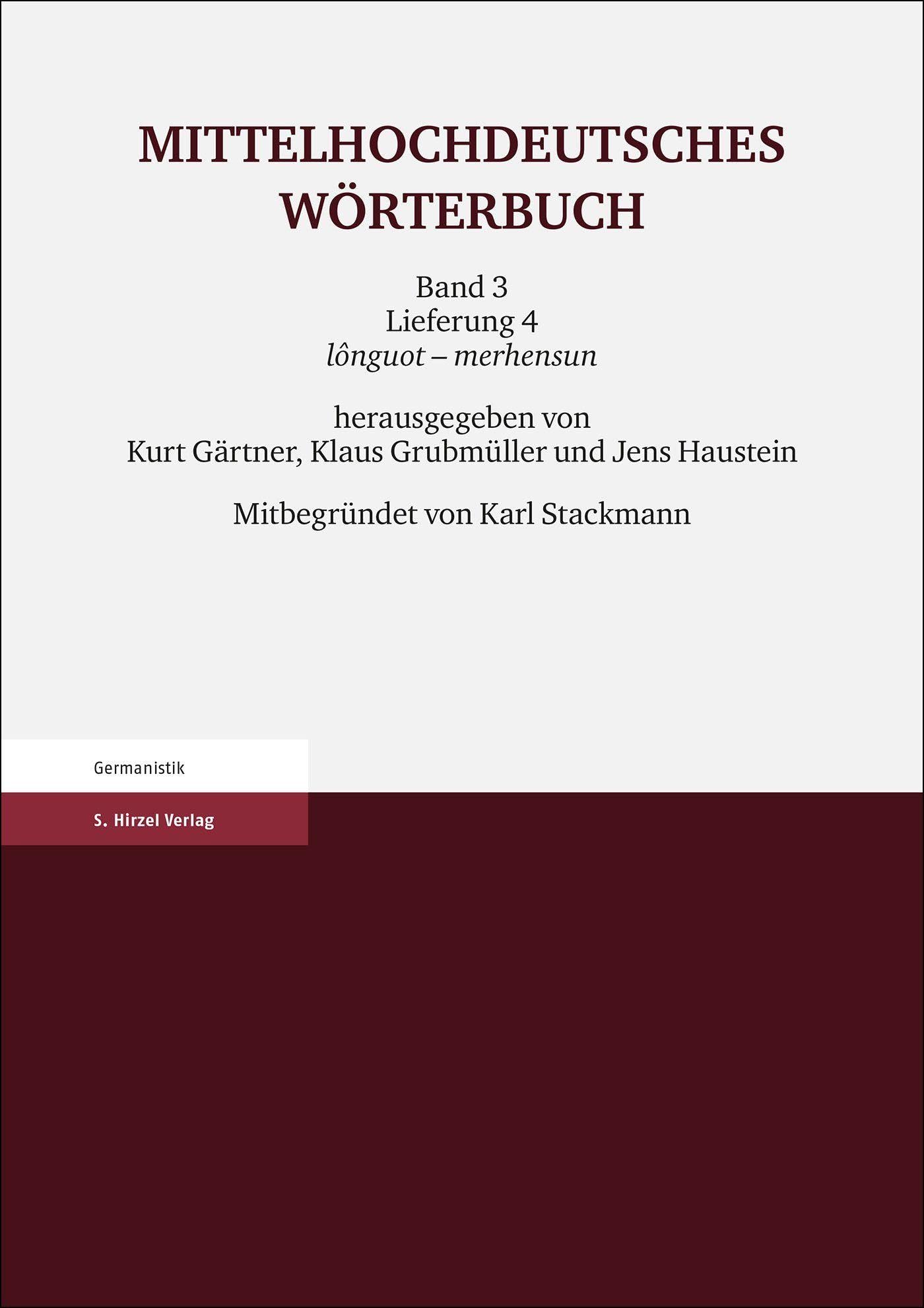 Mittelhochdeutsches Wörterbuch. Dritter Band, Lieferung 4 Social Sciences