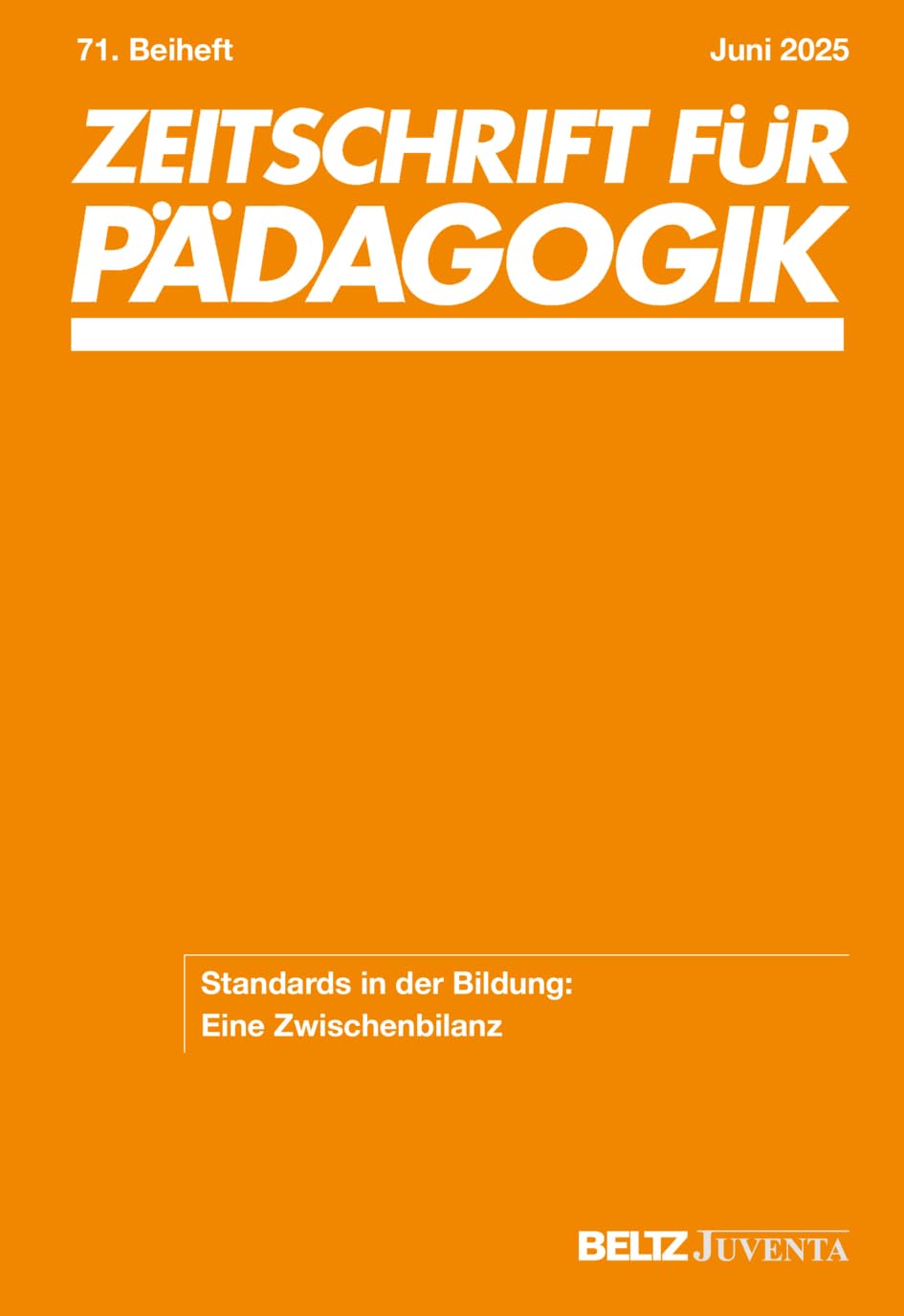 Zeitschrift für Pädagogik 71.Beiheft 2025 Social Sciences