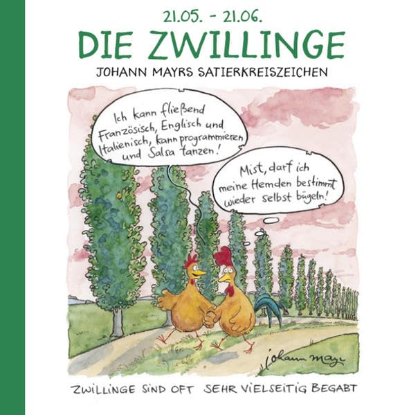 Die Zwillinge: Witziges Cartoon Sternzeichen-Geschenkbuch im Format 11,5 x 11,5 cm Lifestyle