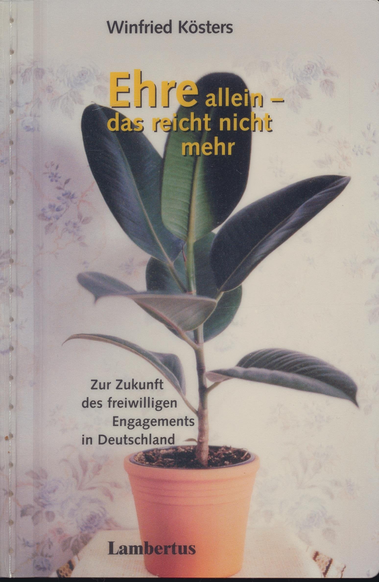 Ehre allein - das reicht nicht mehr: Zur Zukunft des freiwilligen Engagements in Deutschland Social Sciences