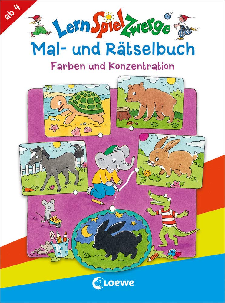 LernSpielZwerge - Mal- und Rätselbuch - Farben und Konzentration: Rästelblock zur Beschäftigung und Förderung der Kreativität - für Kinder ab 4 Jahre Books