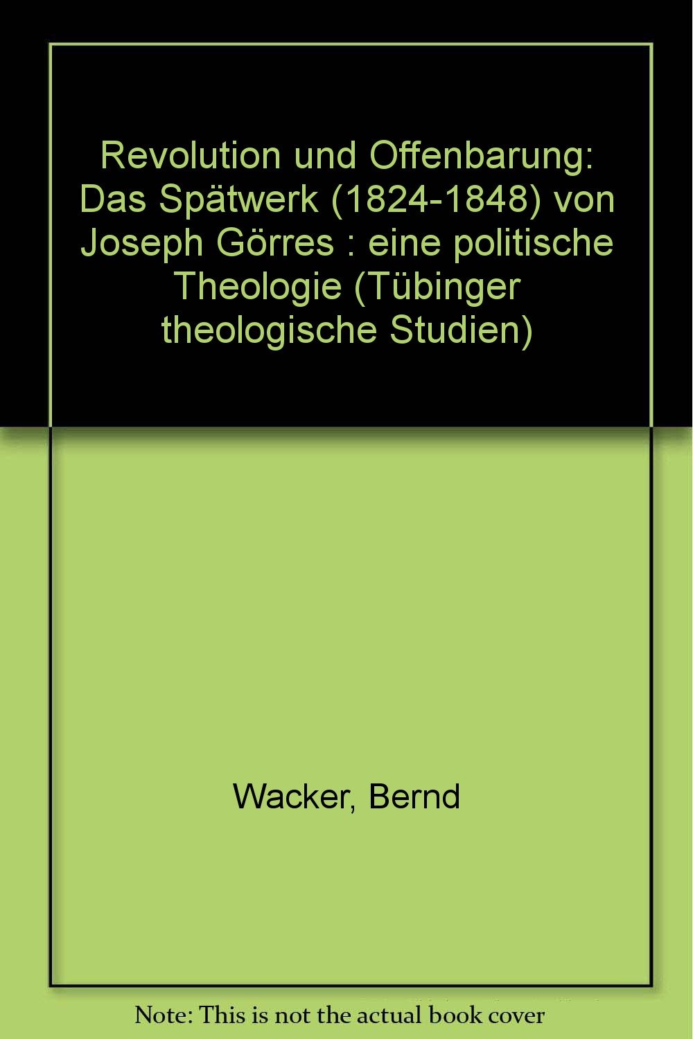 Revolution und Offenbarung. Das Spätwerk (1824-1848) von Joseph Görres - eine politische Theologie German history