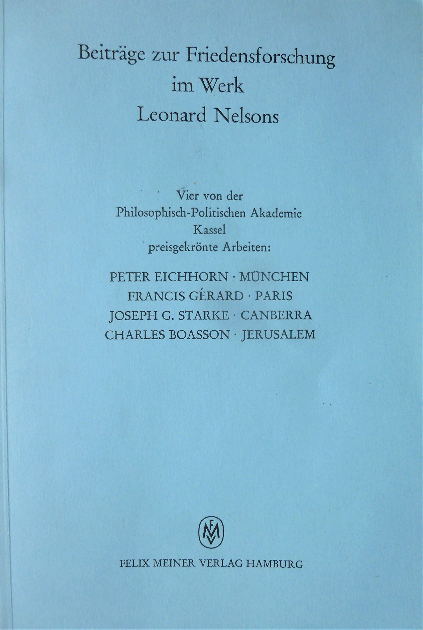 Beiträge zur Friedensforschung im Werk Leonard Nelsons Books