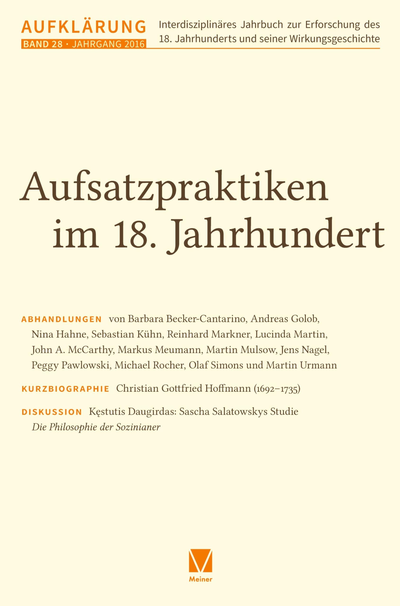 Aufsatzpraktiken im 18. Jahrhundert Philosophy