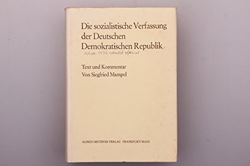 Die sozialistische Verfassung der Deutschen Demokratischen Republik Books
