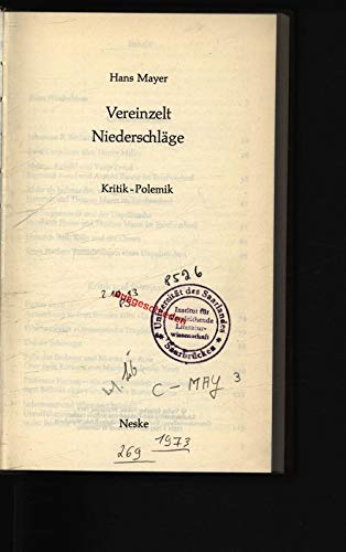 Vereinzelt Niederschläge. Kritik, Polemik Books