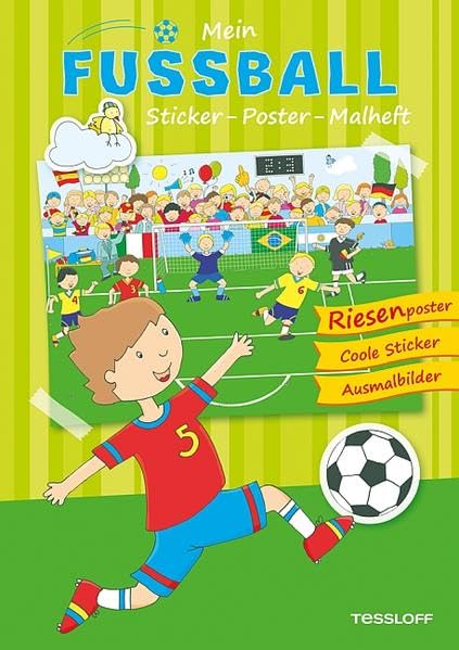 Fußball: Sticker-Poster-Malheft: Riesenposter - Coole Sticker - Ausmalbilder Social Sciences