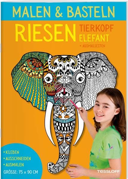 Malen & Basteln. RIESEN Tierkopf Elefant: Kleben, ausschneiden, ausmalen (Malbücher und -blöcke) Hobbies & Crafts