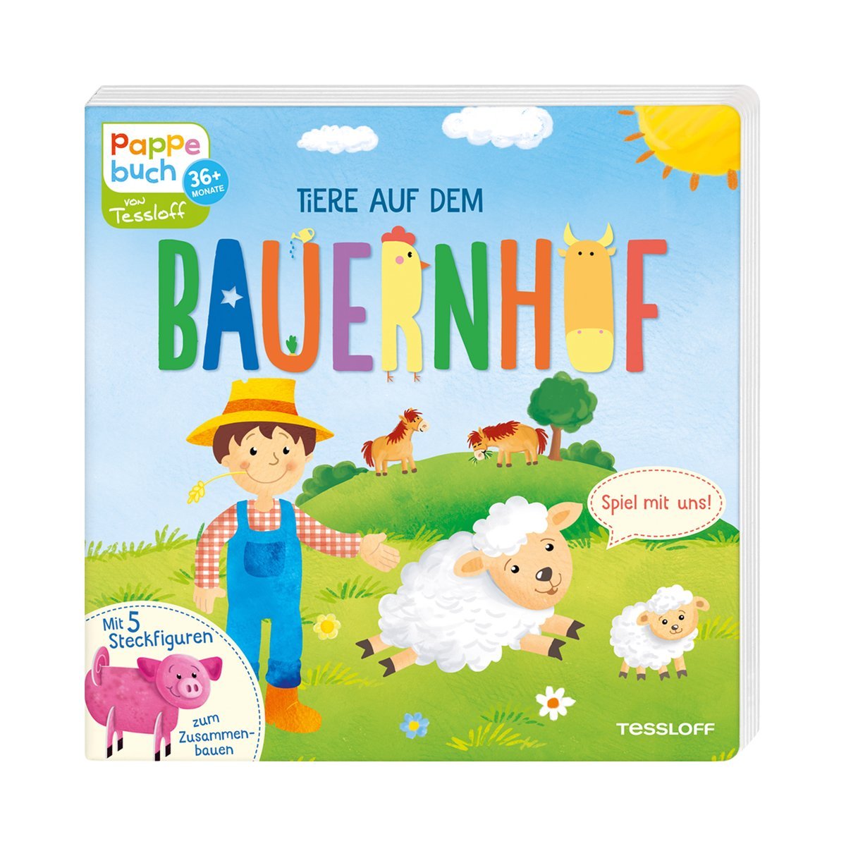 Tiere auf dem Bauernhof: Spiel mit uns! Mit 5 Figuren zum Zusammenstecken (Bilderbuch ab 3 Jahre) Non-fiction