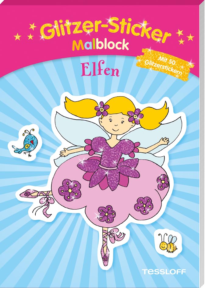 Glitzer-Sticker-Malblock. Elfen book
