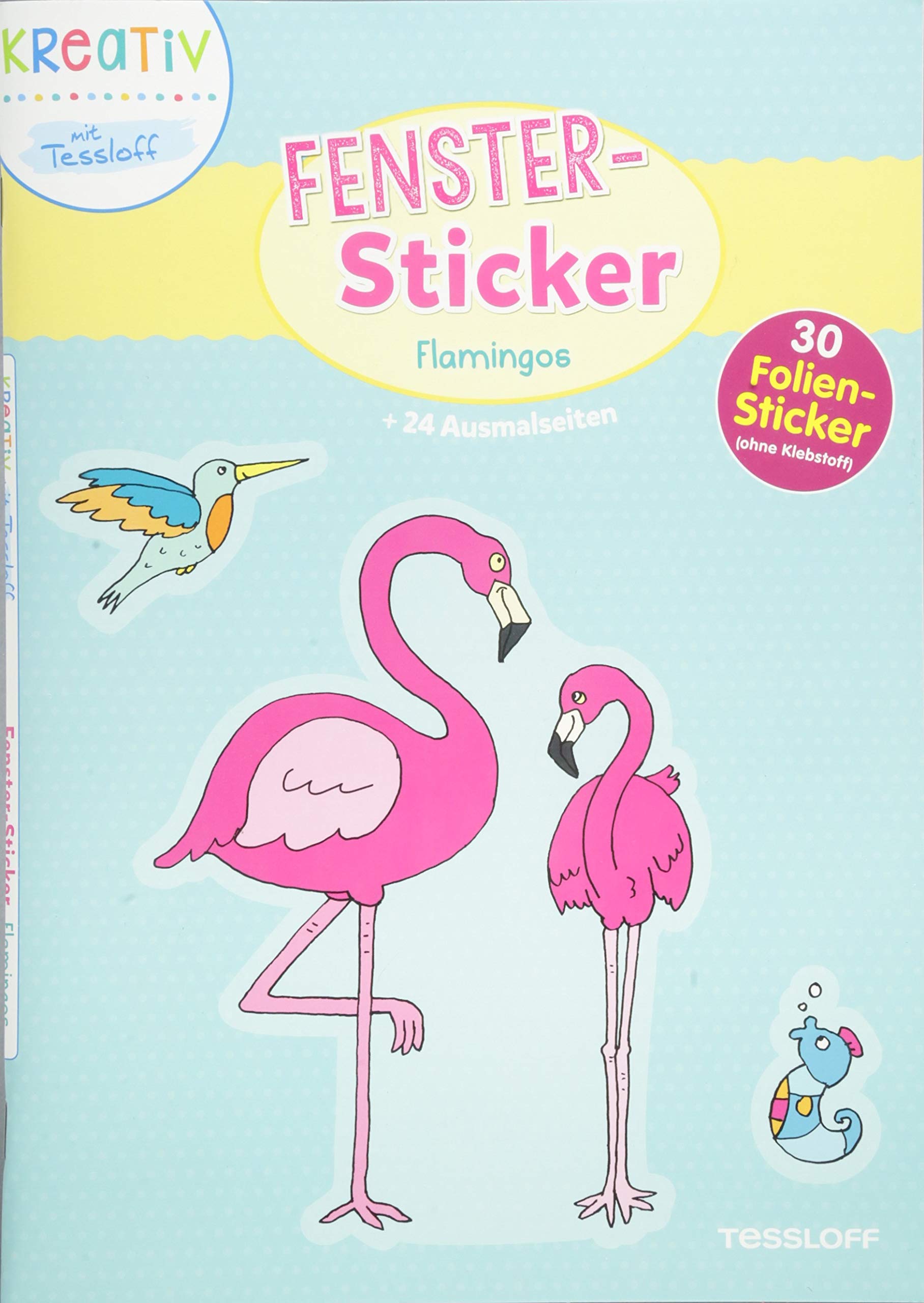 Fenster-Sticker. Flamingos book