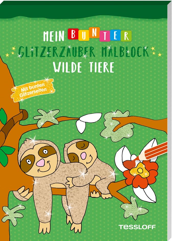 Mein bunter Glitzerzauber Malblock. Wilde Tiere book