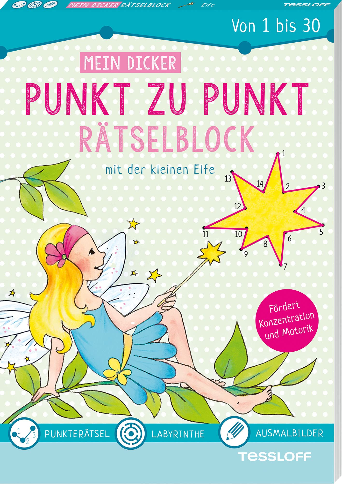 Mein dicker Punkt zu Punkt Rätselblock mit der kleinen Elfe. Von 1 bis 30 Tiptoi & Games