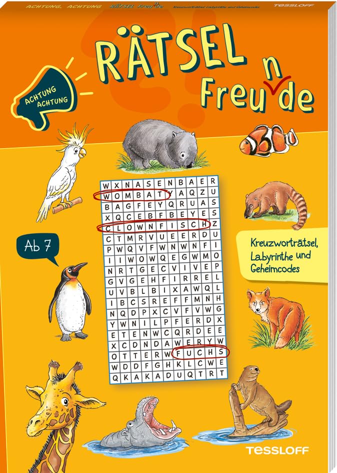 Achtung, Achtung Rätselfreu(n)de. Kreuzworträtsel, Labyrinthe und Geheimcodes / Abwechslungsreiche Rätsel / Rätselblock für Kinder ab 7 Jahren: Rätseln für Kinder ab 7 Jahren (Rätsel, Spaß, Spiele) Tiptoi & Games