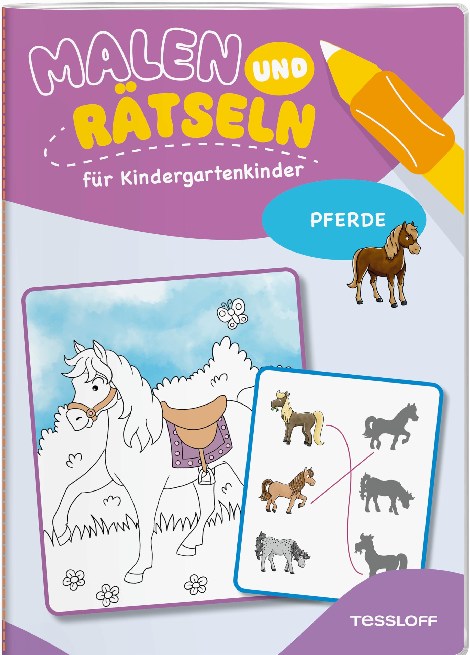 Malen und Rätseln für Kindergartenkinder. Pferde Non-fiction