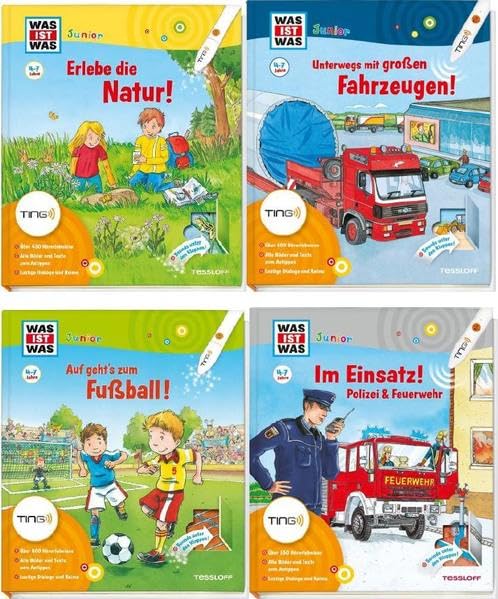 WAS IST WAS TING Junior Paket "6 Bände" - Serienpreis!: Komplettabnahme Bd. Polizei, Natur, Piraten, Ritterburg, Fahrzeuge, Fußball (Antippen, Spielen, Lernen!) Books