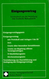 Einigungsvertrag. Sonderdruck aus der Sammlung Das Deutsche Bundesrecht Books