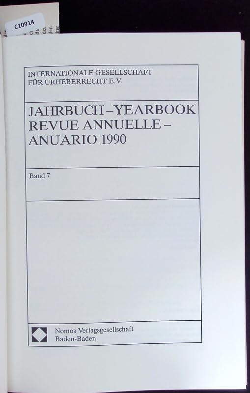 Jahrbuch - Yearbook - Revue Annuelle - Anuario - 1990: Band 7 Law