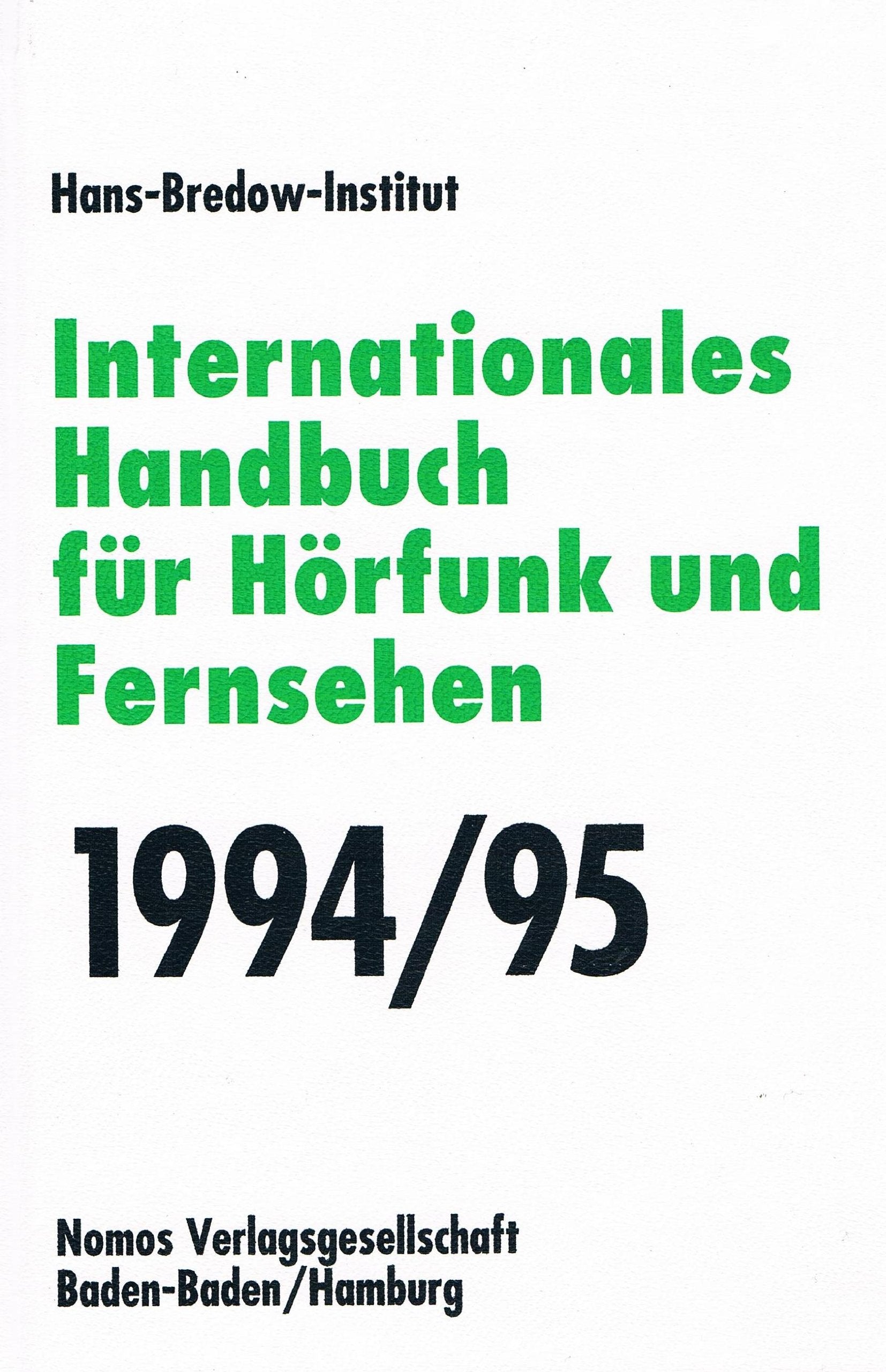 Internationales Handbuch für Hörfunk und Fernsehen 1994/95 Law