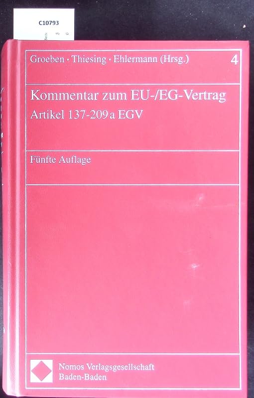 Kommentar zum EU-/ EWG - Vertrag. Band 5. Law