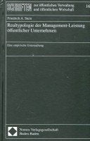 Realtypologie der Management-Leistung öffentlicher Unternehmen: Eine empirische Untersuchung (Schriften zur öffentlichen Verwaltung und öffentlichen Wirtschaft) Business, Finance & Career