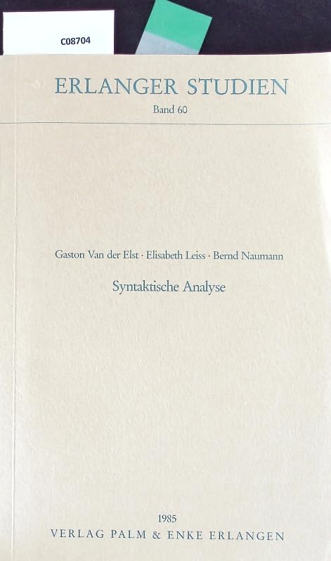 Syntaktische Analyse (Erlanger Studien) Books