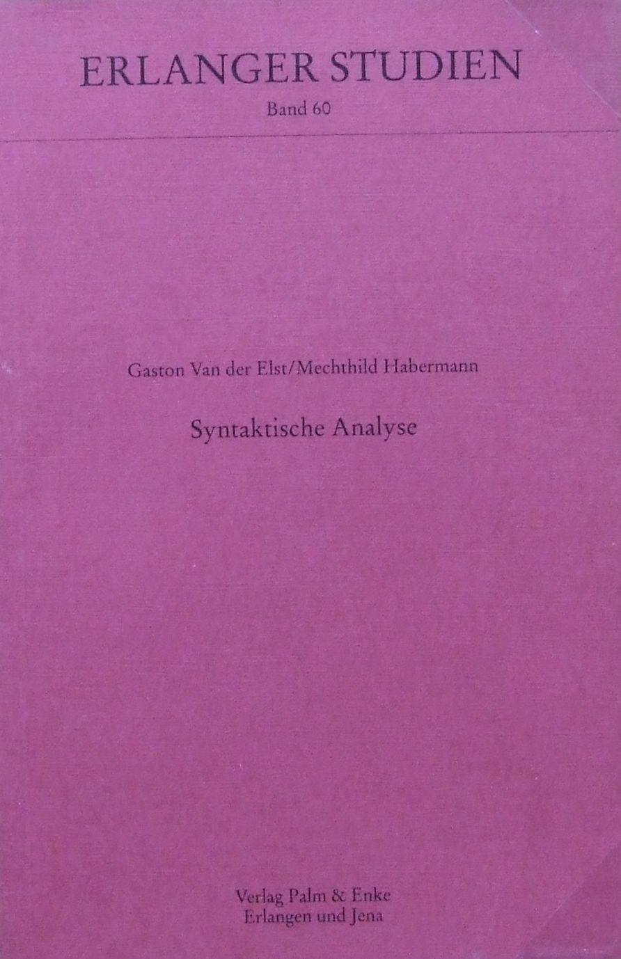 Syntaktische Analyse (Erlanger Studien) Social Sciences