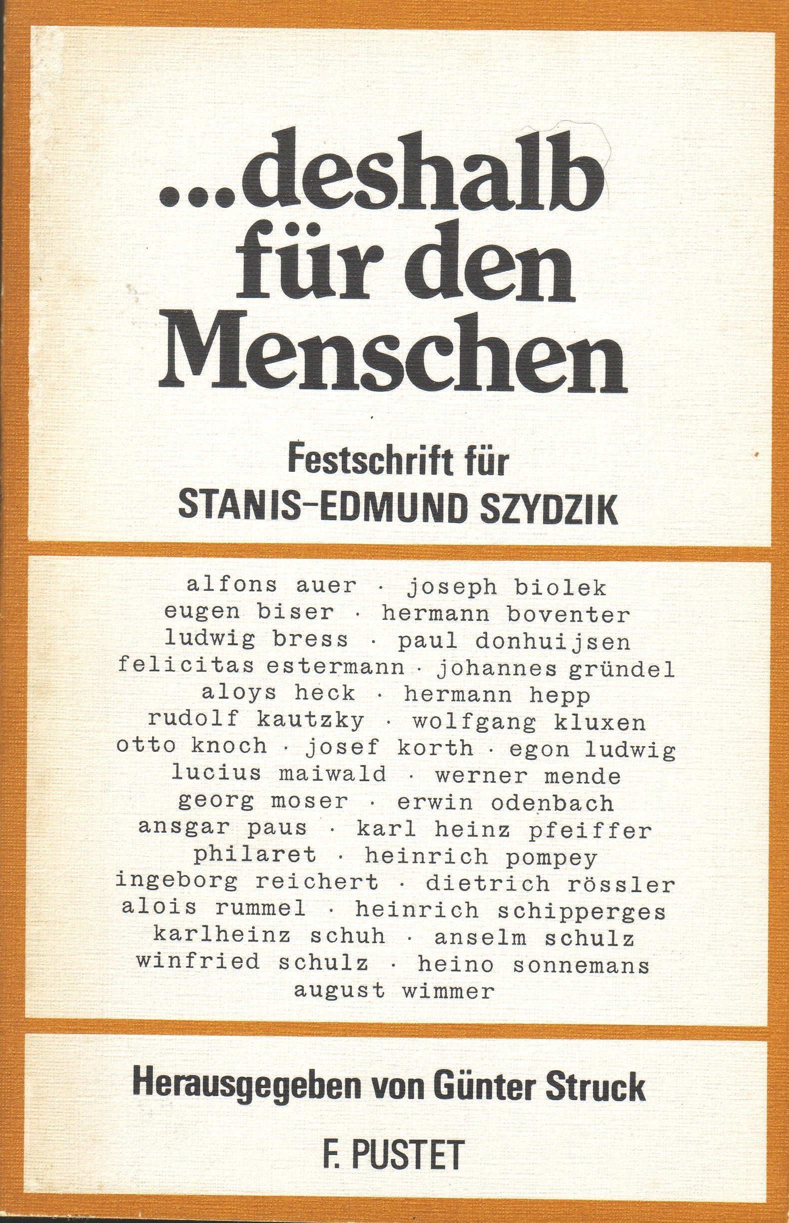 Deshalb für den Menschen - Festschrift für Stanis-Edmund Szydzik Books